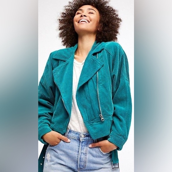 Free People Jackets & Blazers - Free People Slouchy Corduroy Dolman Moto Jacket Belted Zip Cuff Buckle
